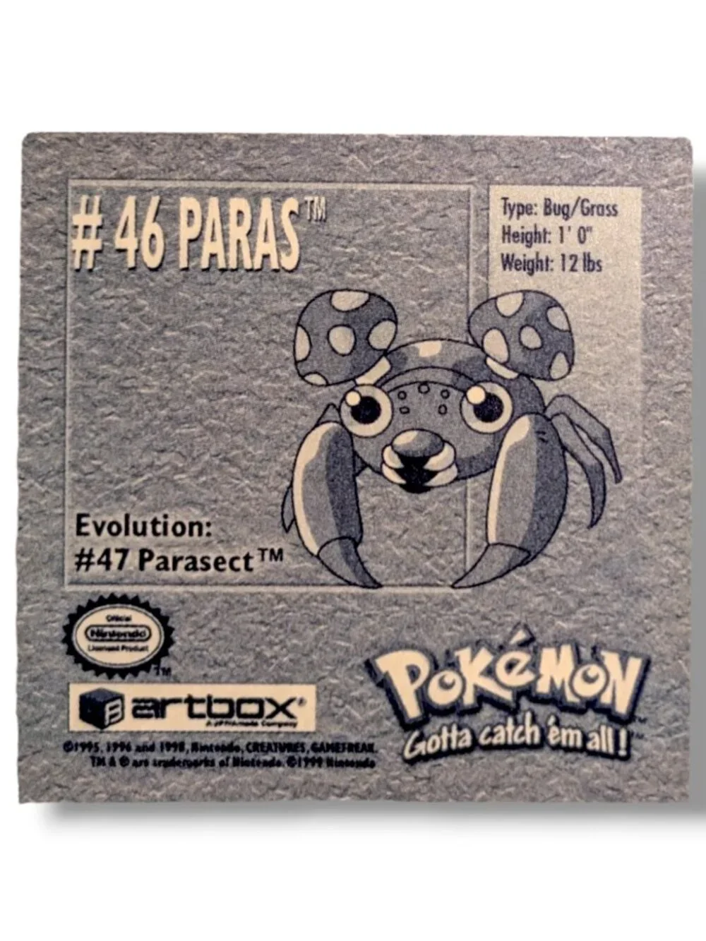 Pokemon Vintage Artbox Sticker (XX05): 46 Paras and Grass Energy Card